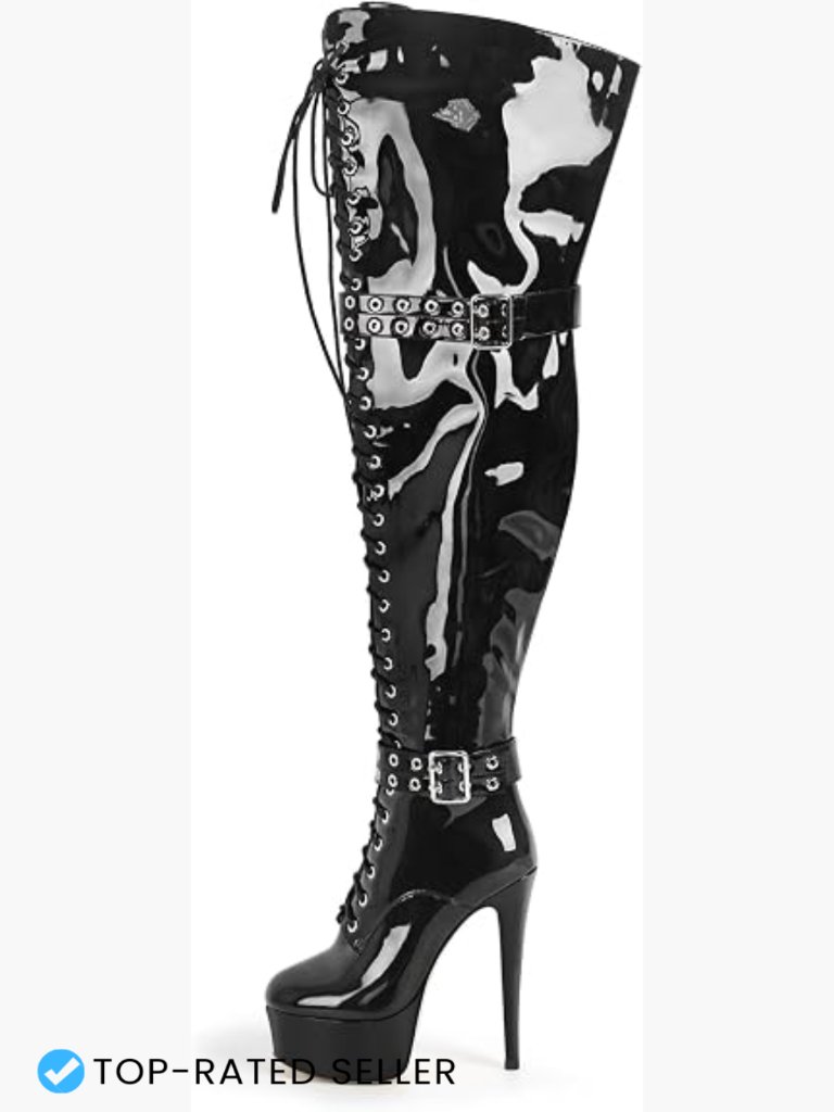 Platform Stiletto Heel Thigh High Boots Lace Up Zip Punk Dress Shoes Wide Calf